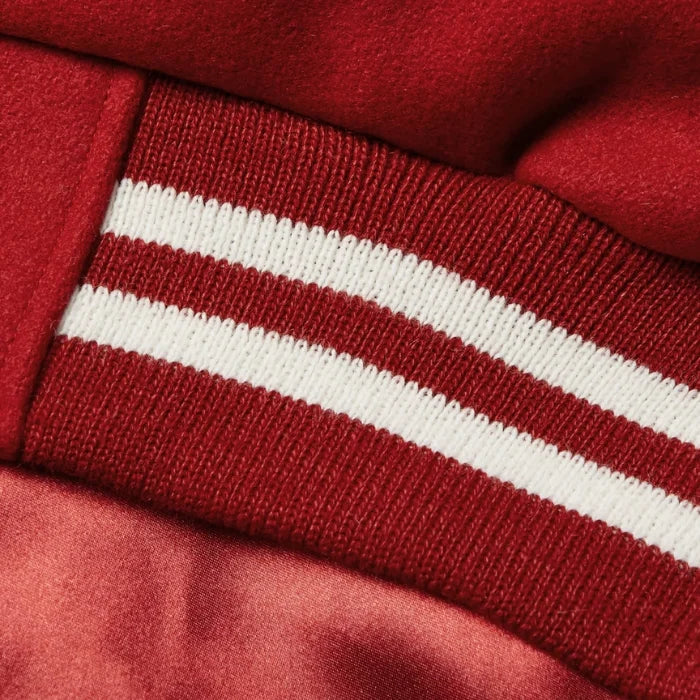 Fulton Red Wool Varsity Jacket with Leather Accents
