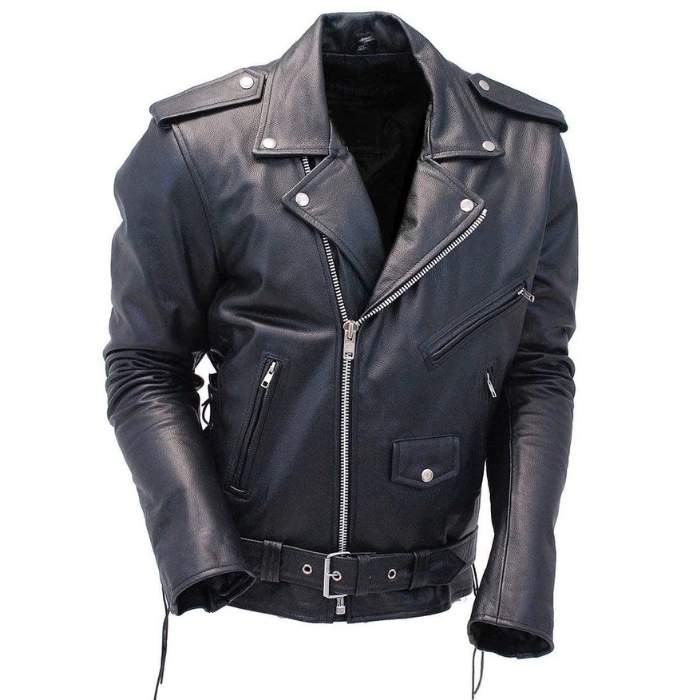Men's Side Lace Leather Motorcycle Jacket