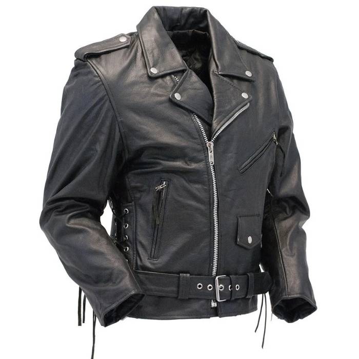Men's Side Lace Leather Motorcycle Jacket