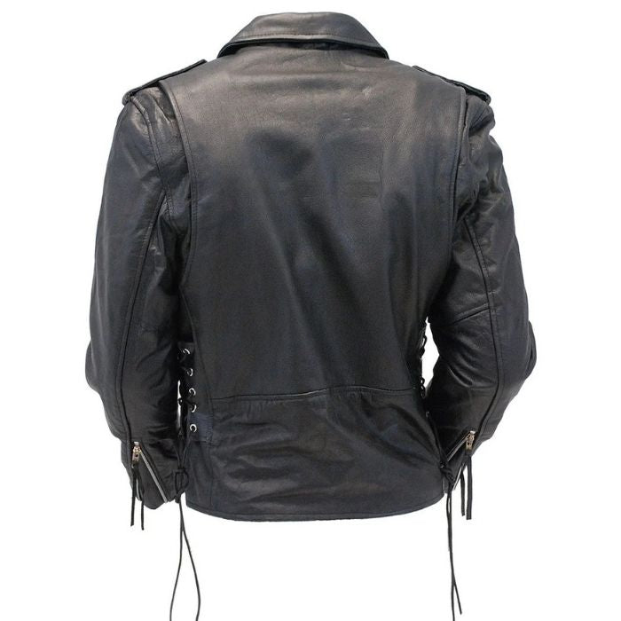 Men's Side Lace Leather Motorcycle Jacket
