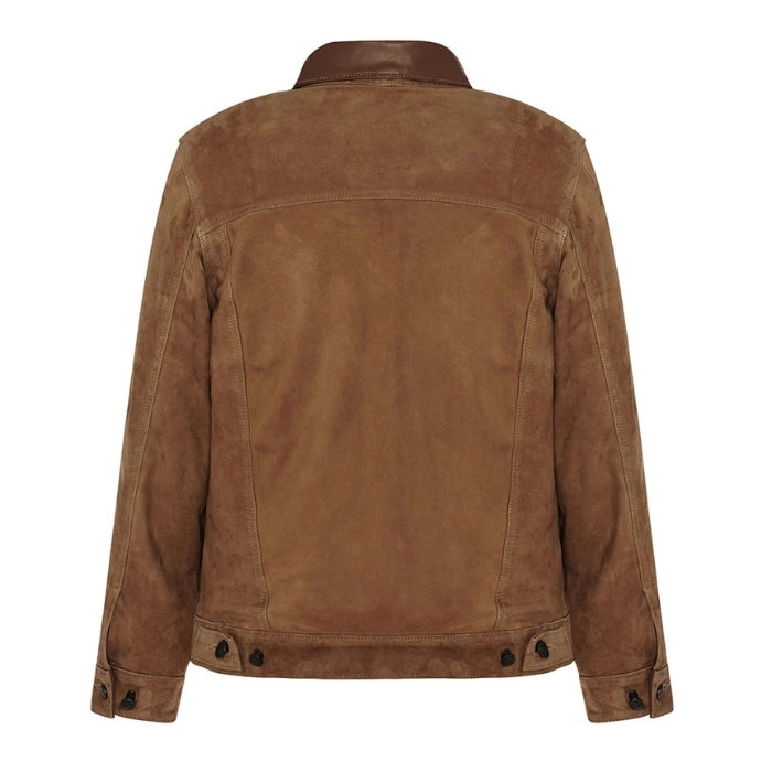 Suede Tobacco Trucker Jacket