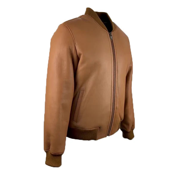 Men's Tan Jonathan Bomber Leather Jacket