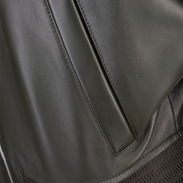 Torven Black Leather Bomber-Style Jacket