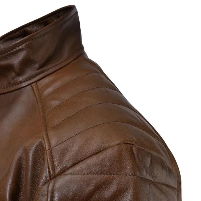 Trailblazer Brown Café Racer Leather Jacket