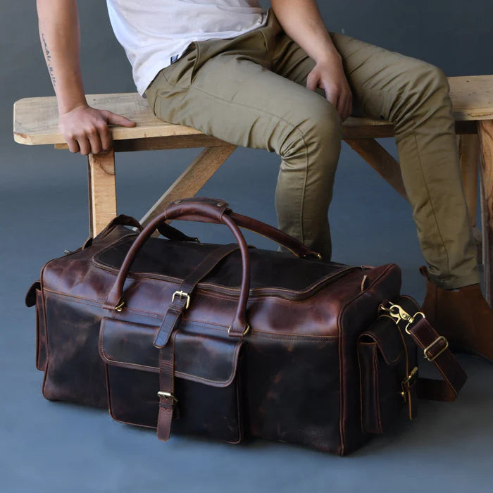 Vintage Leather 24” Duffle Travel Bag