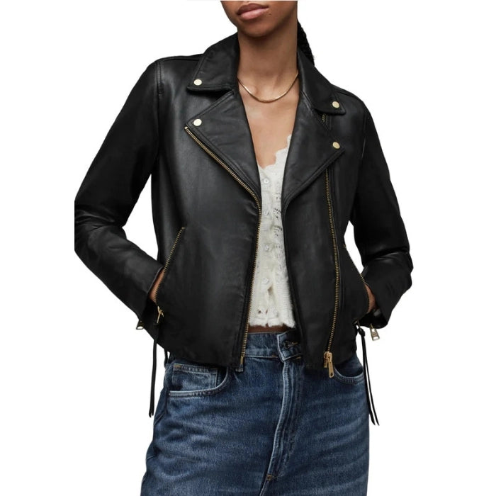 Women's Black Darnby Moto Leather Jacket