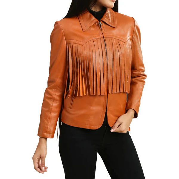 Women's Brown Fringe Leather Jackets