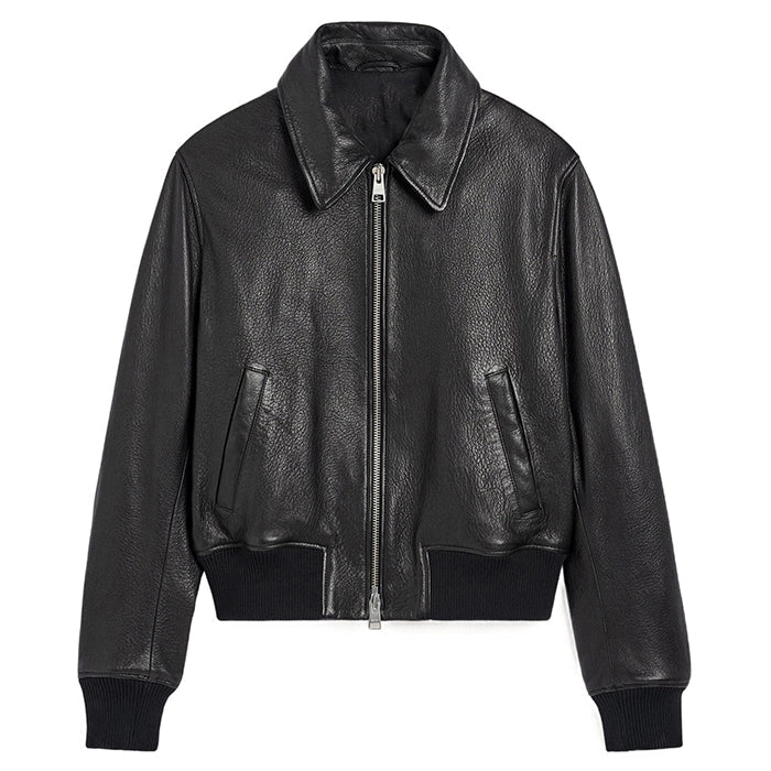 Front view of Black Womens Bomber Jacket