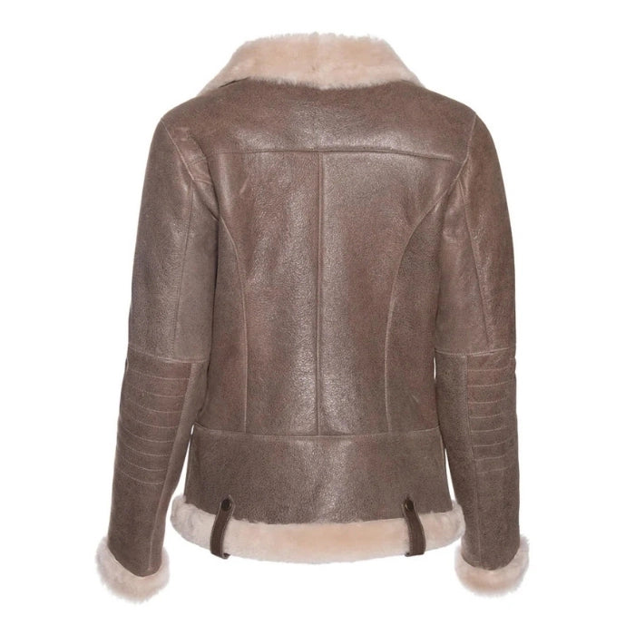 Alvara Spanish Merino Shearling Brown Leather Jacket