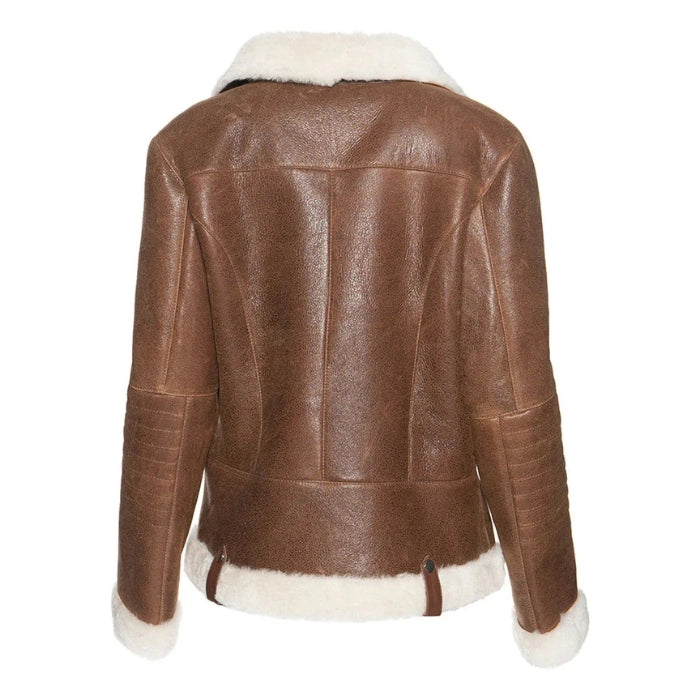 Alvara Spanish Merino Shearling Brown Leather Jacket