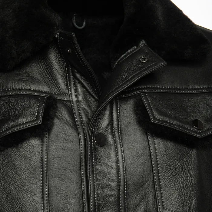 Apex Black Trucker Shearling Jacket