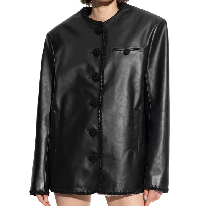 Archer Black Oversized Leather Jacket Blazer