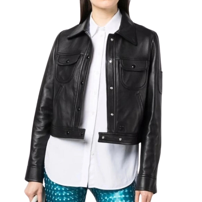 Astra Cropped Lambskin Leather Jacket