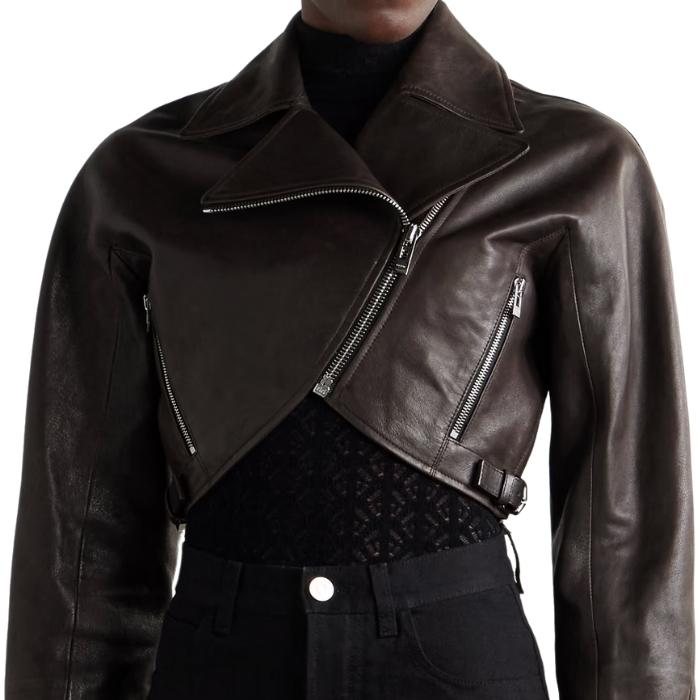 Asymmetric Cropped Biker Jacket 1