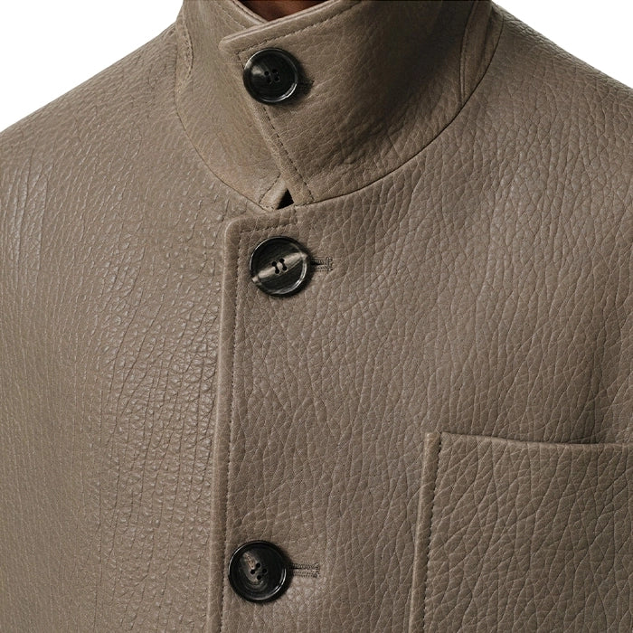 Grafton Box Long Sleeve Texture Leather Jacket