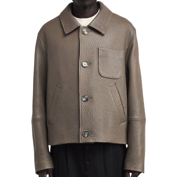 Grafton Box Long Sleeve Texture Leather Jacket