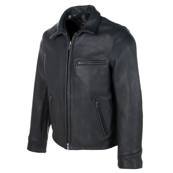 Retro Cafe Racer Leather Biker Jacket for Men