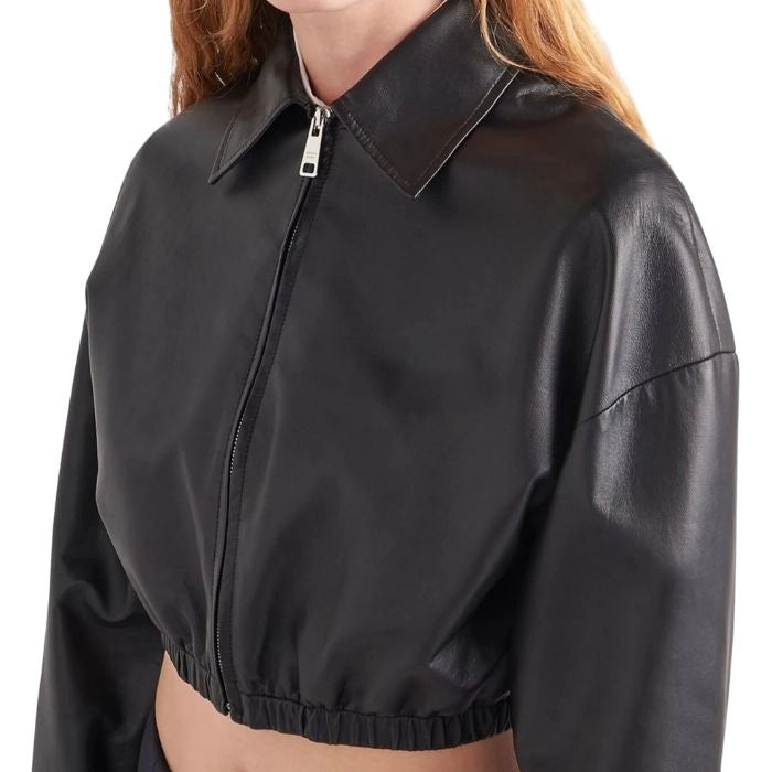 Caeraa Studio Cropped Zip-Up Leather Jacket
