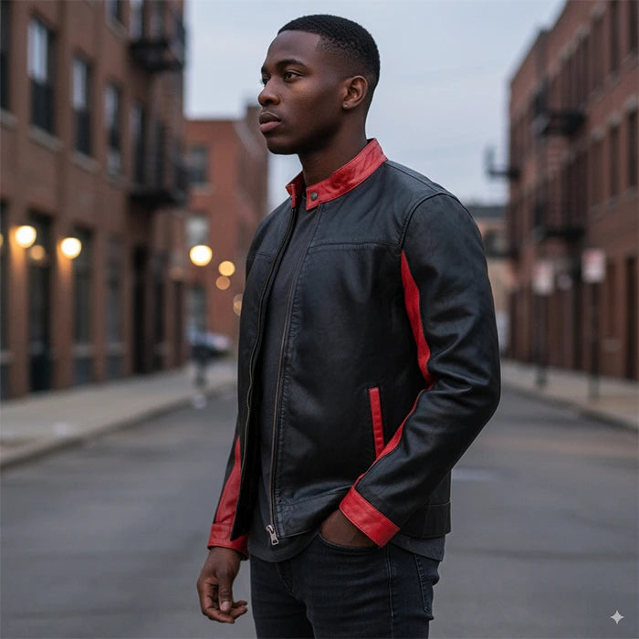 Black Redflare Moto Leather Jacket