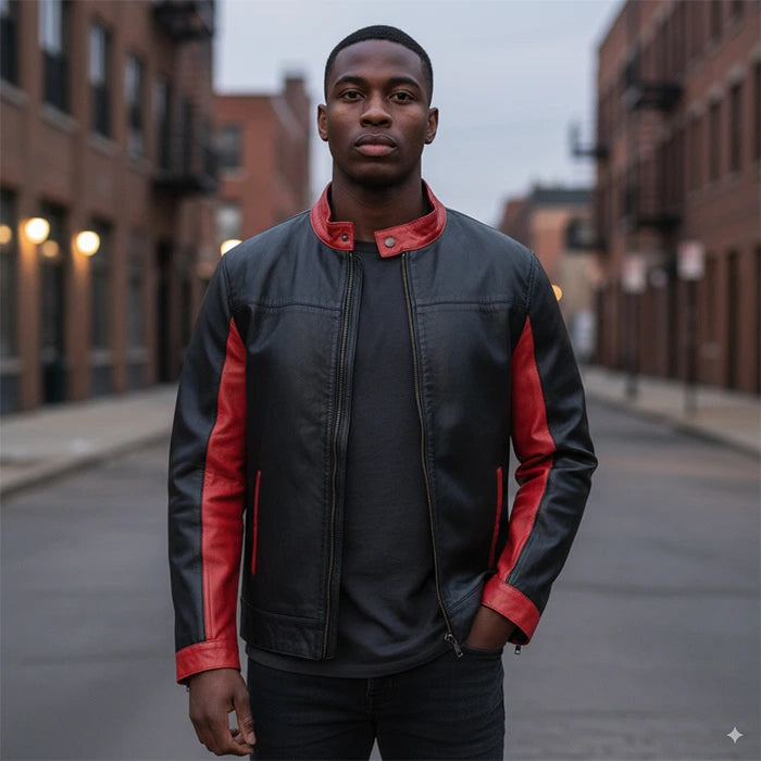 Black Redflare Moto Leather Jacket