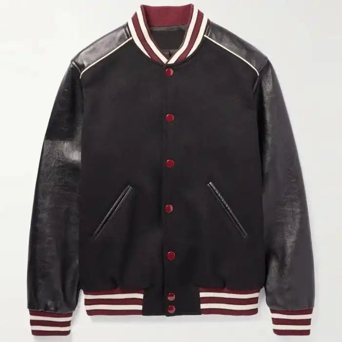 Astor Signature Black Wool Varsity & Leather Sleeves