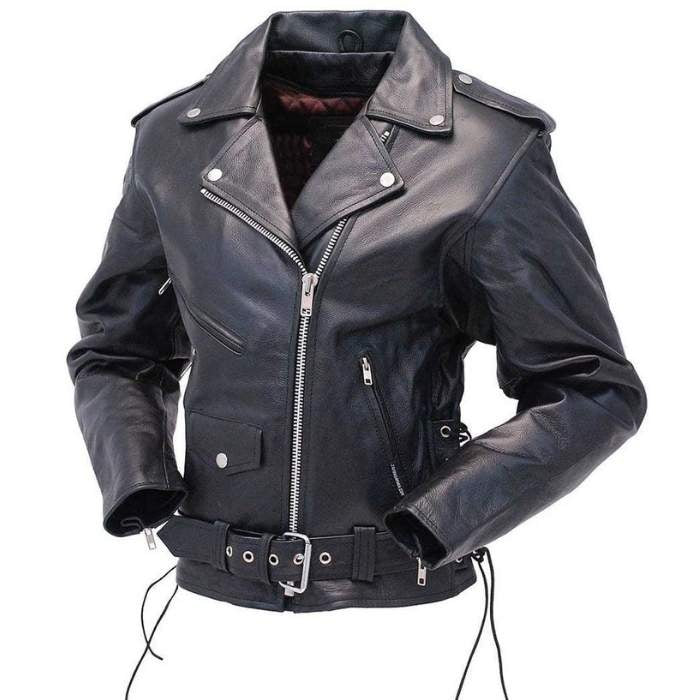 Women's Black Lace-Up Leather Motorcycle Jacket