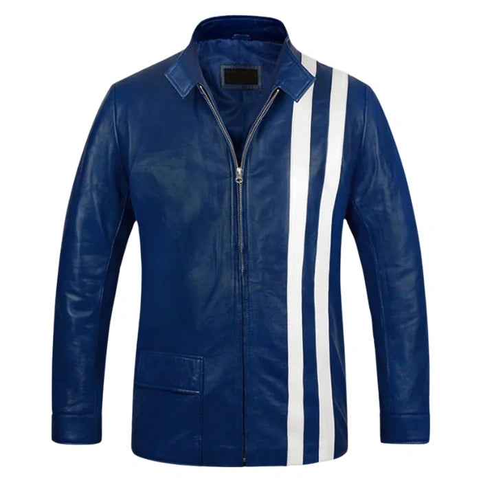 Blue Streak Moto Leather Jacket