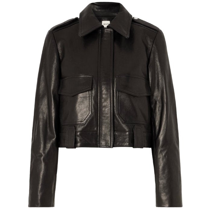 Mavra Boxy Fit Cropped Leather Jacket