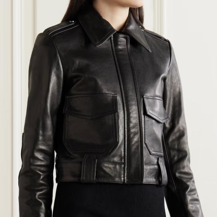 Mavra Boxy Fit Cropped Leather Jacket