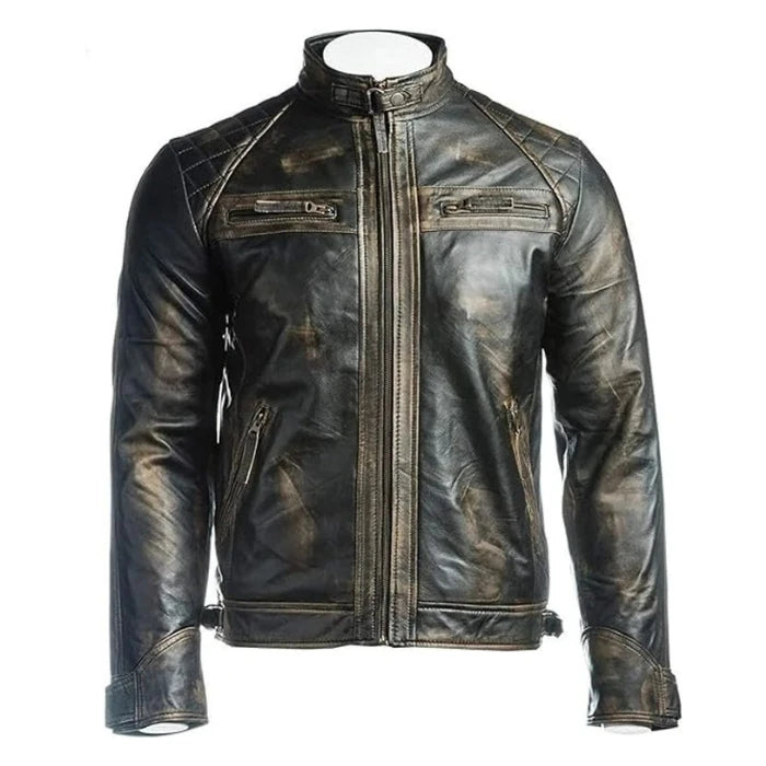 Cafe Racer Retro Motorcycle Leather Jacket