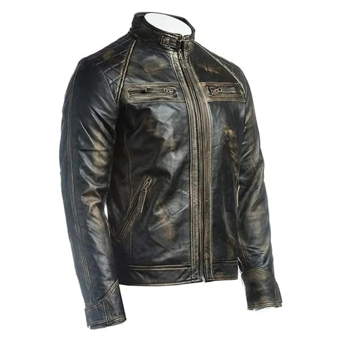 Cafe Racer Retro Motorcycle Leather Jacket