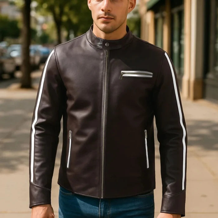 Chestnut Stride Moto Leather Jacket