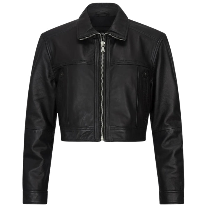 Urban Chic Black Cropped Biker Leather Jacket
