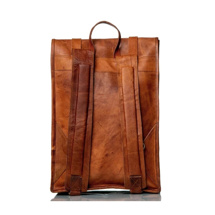 Classic Leather Roll Top Backpack