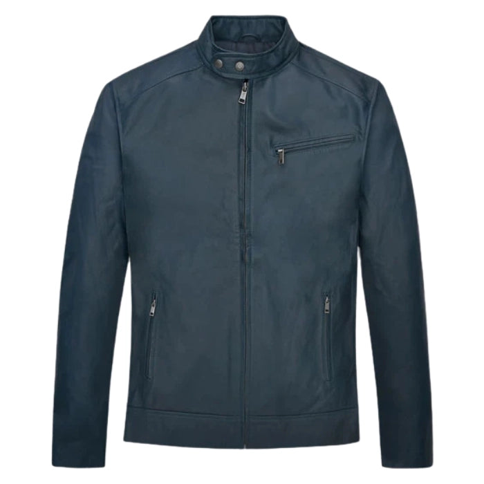 Corsair Blue Moto Leather Jacket