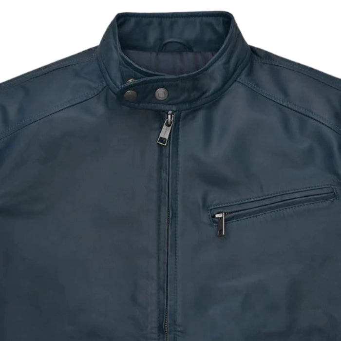 Corsair Blue Moto Leather Jacket
