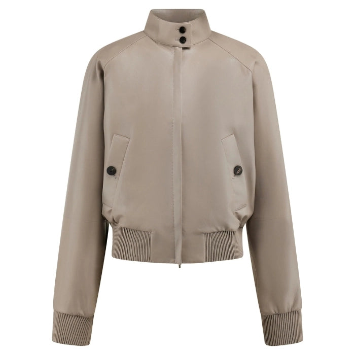 Elyra Cropped Nappa Bomber Jacket