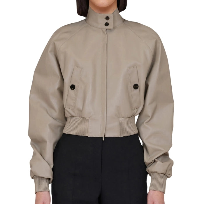 Elyra Cropped Nappa Bomber Jacket
