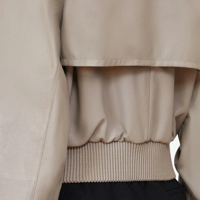 Elyra Cropped Nappa Bomber Jacket