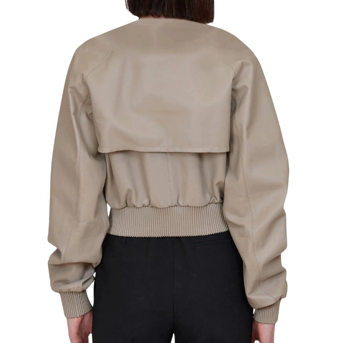 Elyra Cropped Nappa Bomber Jacket