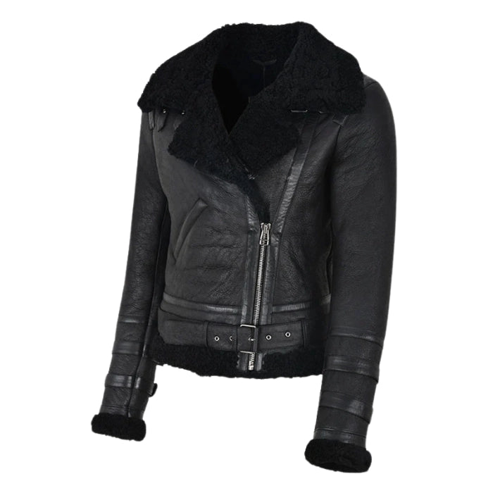 Elyssia B3 Shearling Aviator Women's Jacket Black