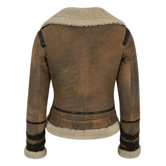 Elyssia B3 Aviator Women's Shearling Jacket Brown