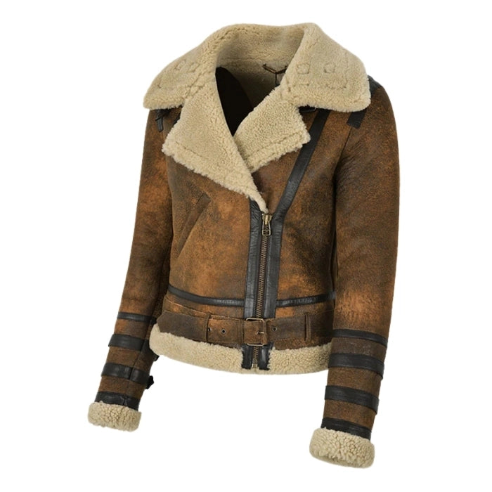 Elyssia B3 Aviator Women's Shearling Jacket Mud