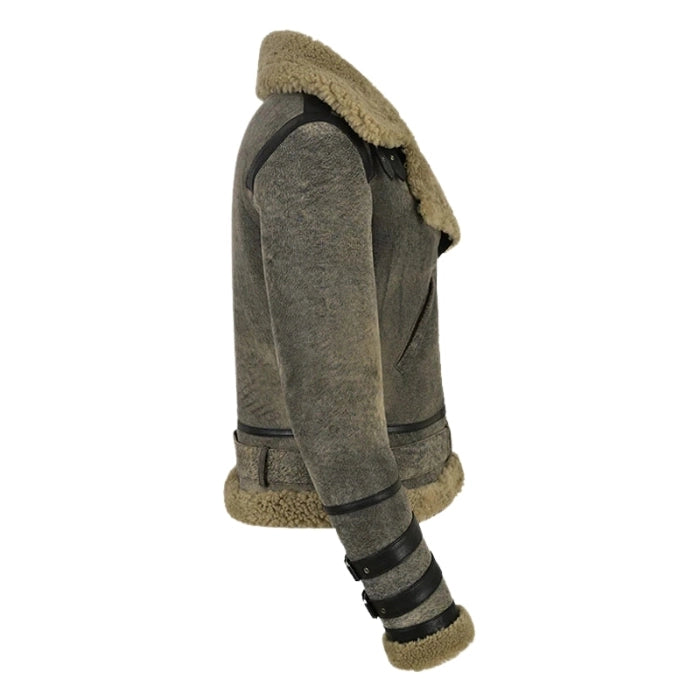 Elyssia B3 Aviator Women's Shearling Jacket Olive