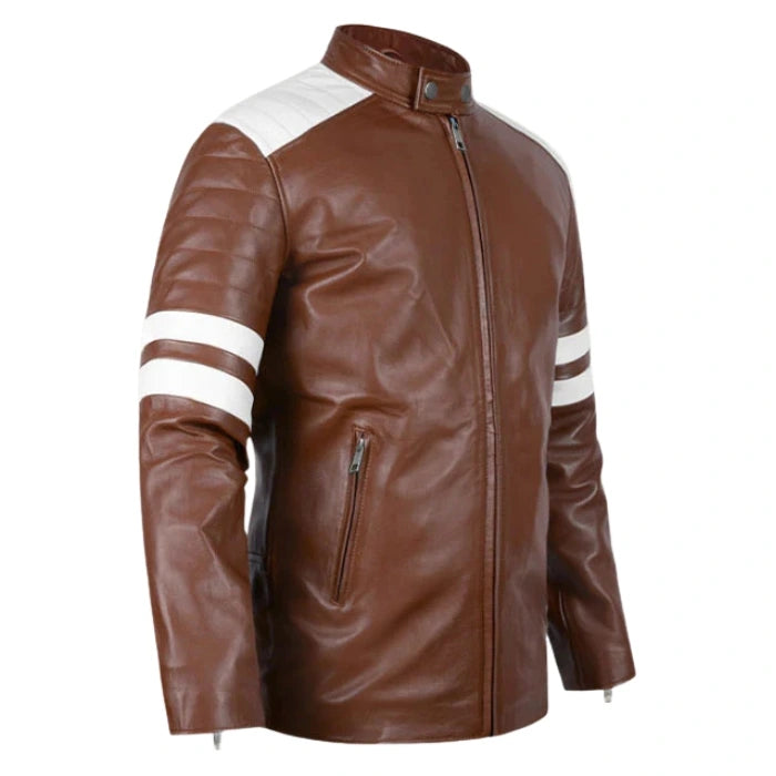 Fight Club Leather Jacket - Tan Brown