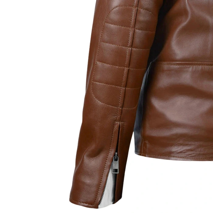 Fight Club Leather Jacket - Tan Brown