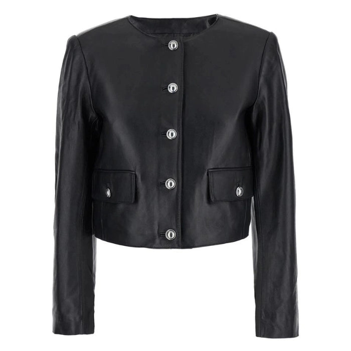 Fivora Leather Cropped Jacket