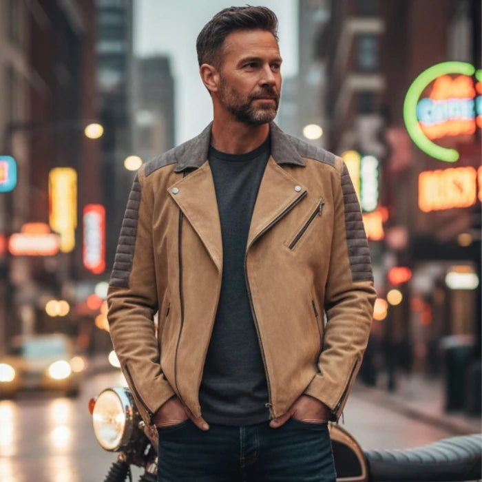 Frontier Desert Suede Biker-Style Moto Jacket