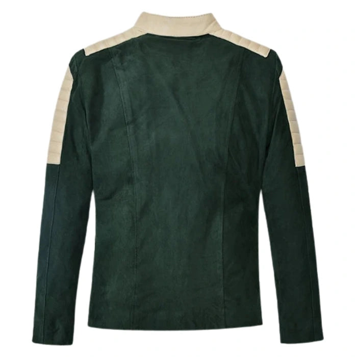 Frontier Timber Green Suede Biker-Style Moto Jacket