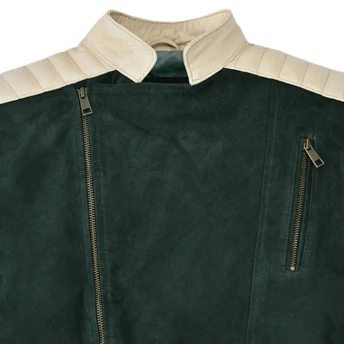 Frontier Timber Green Suede Biker-Style Moto Jacket